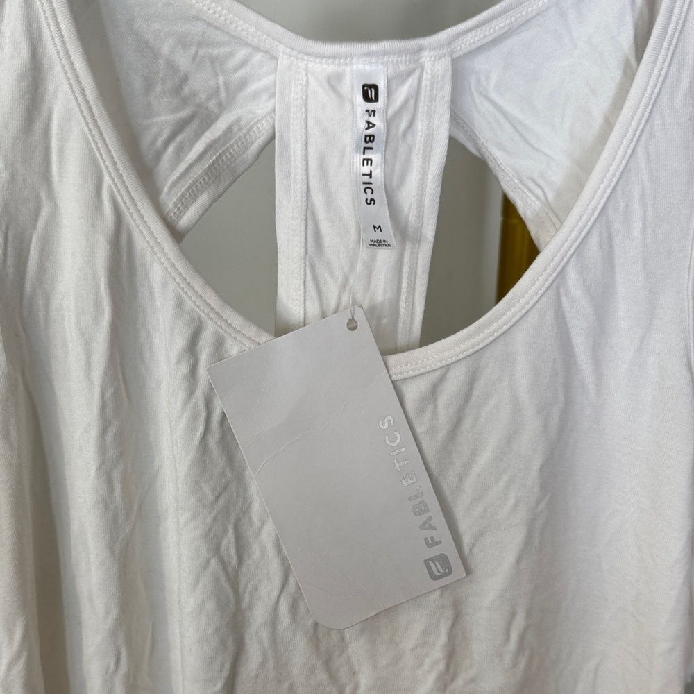 Fabletics White Racerback Performance Tank NEW M - Picture 3 of 12
